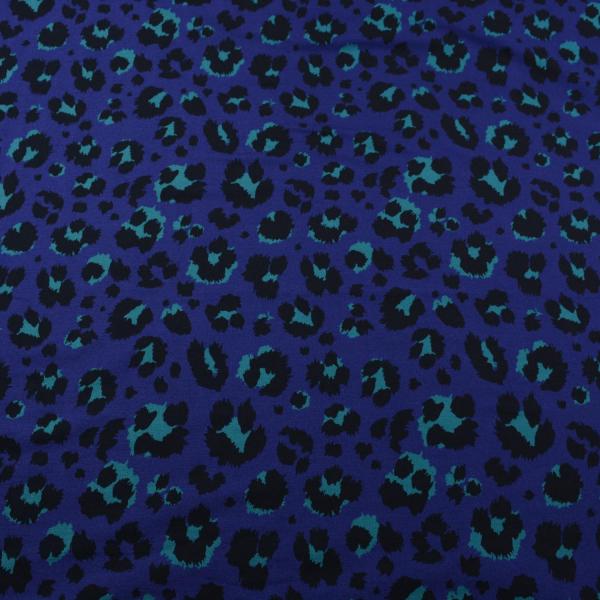 French Terry Leoprint auf Blau